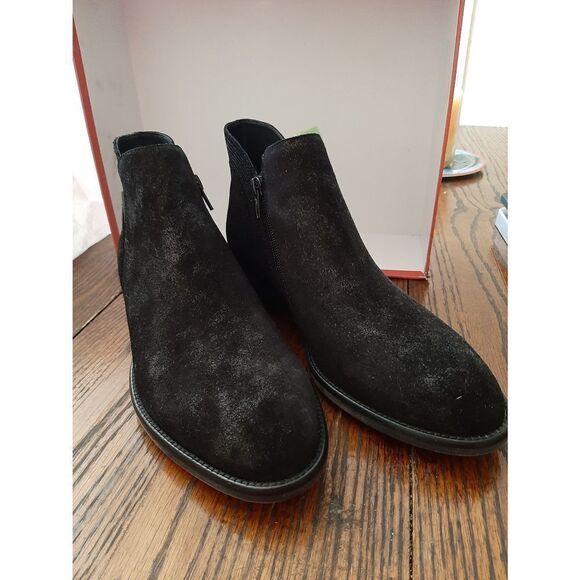 New 9.5W Vaneli Haydee Black Silver Rory Suede Ankle Boots - Picture 7 of 11